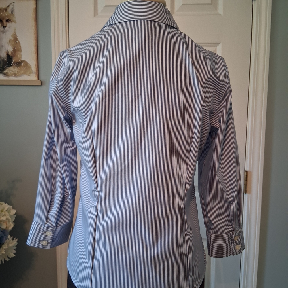 Jones New York Women's Blue Pinstripe Button-Down Shirt - Picture 5 of 5